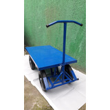 Carrinho Plataforma 5 Roda Assoalho Chapa Pneumatico 500kg