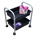 Carrinho Porta Esmalte Auxiliar Manicure 2 Bandejas
