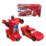 Carrinho Relâmpago Mcqueen Carros Vira Robô Som E Luzes