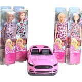 Carrinho Rosa Conversível + Boneca Barbie
