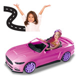 Carrinho Rosa Conversível Boneca Brinde Compatível C/ Barbie