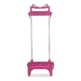 Carrinho Suporte 40 Cm Mochila Rodinha Silicone Escolar Rosa