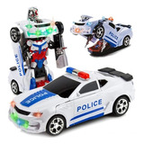 Carrinho Transformers Vira Robô Brinquedo Som E Luz Polícia