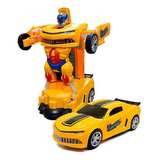 Carrinho Transformers Vira Robô Camaro Luz Som Bate Volta Cor Amarelo