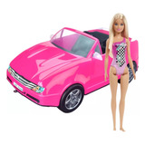 Carro Pink 37 Cm + Barbie Original - Mattel