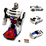 Carro Policia Transformers Robô Branco Musica