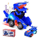 Carro Transforma Robô Vira Dinossauro Bate Volta Som Luz Led