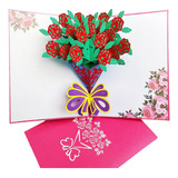 Cartão 3d Buquê Flores Aniversário Dia Das Mães Aniversário