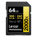 Cartão 64gb Lexar V90 8k Sdxc Linha Gold Para Camera