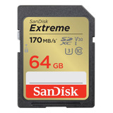 Cartão 64gb Sandisk Extreme Sdxc 4k Para Camera Canon Sony