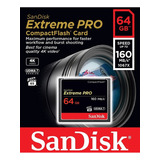 Cartão Compact Flash Sandisk Extreme Pro 64gb 160mb/s Cf 4k
