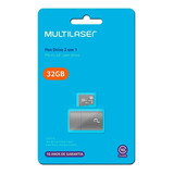 Cartão De Memória 32gb Multilaser C/ Pen Drive Adaptador