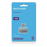 Cartão De Memória 4gb Multilaser 2 Em 1 Com Adaptador Usb