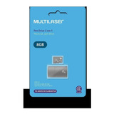Cartão De Memória Micro Sd Multilaser Mc161 2x1, 8gb, Classe