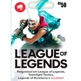 Cartão Gift Card League Of Legends R$50