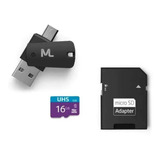 Cartão Memória 16gb Pendrive Micro Usb Multilaser 4x1 Mc150