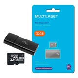 Cartão Memória 32gb Multilaser 2x1 C/ Pen Drive Adaptador