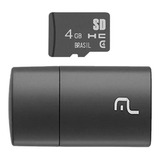 Cartão Micro Sd 4gb Com Leitor Usb Classe 4 Mc160 Hc Multila