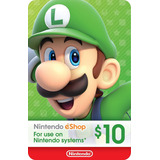 Cartão Nintendo Eshop Usa Switch 3ds Wii U Ecash $10 Dolares
