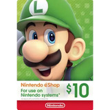 Cartão Nintendo Switch 3ds Wii U Eshop Card Usa $10 Dólares