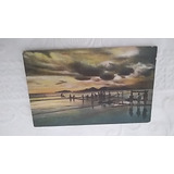 Cartão Postal Antigo Da Praia Do Gonzaga Em Santos Anos 40
