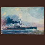 Cartão Postal Com Ilustração Do Navio De Guerra Francês Iena