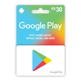 Cartão Presente Gift Card Digital Google Play Store 30 Reais