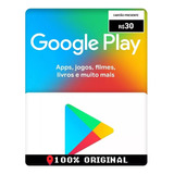 Cartão Presente Google Play 30 Reais