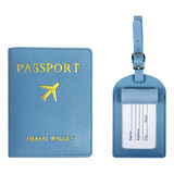 Carteira Capa Porta Passaporte Id Etiqueta Cartão De Bagagem Cor Verde-claro