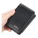 Carteira De Couro Pu Bolso C/ Zíper Cartões Moedas Masculina