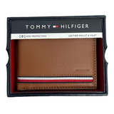 Carteira Masculina Tommy Hilfiger Em Couro Com Rfid Conhaque