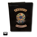 Carteira Porta Funcional Couro Pastor Evangélico (r) (preta)