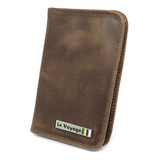 Carteira Slim De Couro Legítimo Masculina Cartões Rg Cnh Cor Marrom-claro