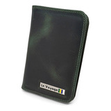 Carteira Slim De Couro Legítimo Masculina Cartões Rg Cnh Cor Verde-escuro