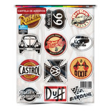 Cartela Adesivos Retro Logos Antigos Fusca Carro Moto