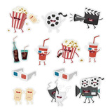 Cartela De Adesivos Movie Cinema Filme 3d Pipoca Claquete