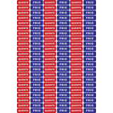 Cartela Etiquetas Chuveiro Identificação Adesivo Quente Frio Cor Azul E Vermelho Desenho Impresso Voltagem