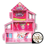 Casa Casinha Boneca Polly +34 Mini Móveis +nome Mdf Cru