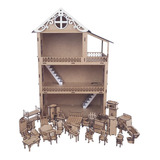 Casa Casinha Boneca Polly Lol Telhado Branco 38 Móveis 53cm 