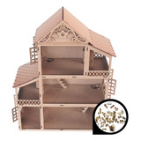Casa Casinha Boneca Polly Pocket + 27 Mini Móveis Mdf Crú