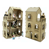 Casa Casinha Da Boneca Polly + 28 Mini Móveis Mdf Cru B