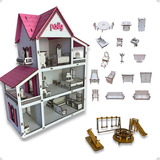 Casa Casinha De Boneca Pintado 19 Moveis Parquinhos Promoção