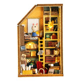 Casa De Boneca De Madeira Em Miniatura, Sala De Estudo