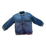 Casaco / Jaqueta Jeans Bomber Luxo Bebê Menina Elastano 2764
