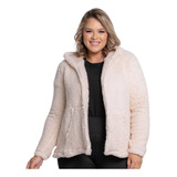 Casaco Blusa Teddy Pelinho De Frio Feminino Plus Size Bolsos