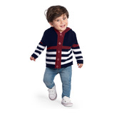 Casaco Cardigan Blusão C/touca Infantil Bebê Menino Tricô