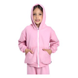 Casaco De Frio Com Zíper Infantil Aberto Com Capuz E Bolso