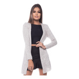 Casaco De Trico Feminino Cardigan Inverno Frio Malha Tricot