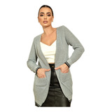 Casaco De Trico Feminino Cardigan Inverno Frio Malha Tricot