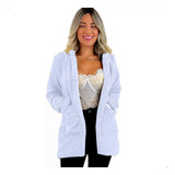 Casaco Feminino Kimono Sobretudo Forrado De Pelo Pelúcia